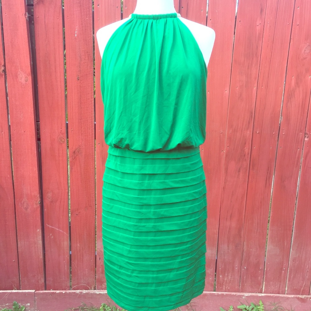 Green halter dress